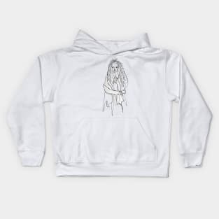 Contour Drawing of Girl Kids Hoodie